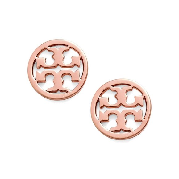 Tory Burch Rose Gold Small Circle Logo Studs - Picture 4 of 8
